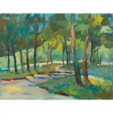 Dayton Near the River by Pamela Glover, 1994, oil on canvas, sold May 2023