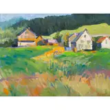 Farm Village Near Einsiedein by Pamela Glover, oil on canvas, sold May 2023