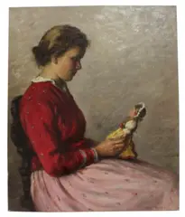 portrait of a girl by Lajos Rezes Molnár, oil on canvas, sold Feb 2026