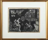 Figural Group Scene by Béla Kádár, Ink on Wove Paper, sold Nov 2024