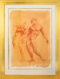 Large Nude Male Figure Study by Robert Liberace, Pastel and Conte Crayon on Paper, sold Nov 2024