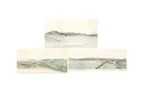 R.M 威廉·麥克斯韋中尉 Three landscape paintings of China 中國風景圖三件 by Lieutenant William Maxwell, ink and watercolour on paper, offered May 2023
