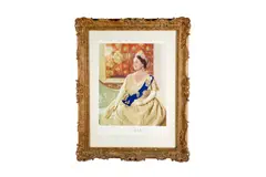Queen consort to king george vi by Large Chromolithograph Depicting Elizabeth, print, offered May 2023