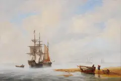 Coastal sceneOil on panelSigned and indistinctly dated (lower right) 27.5 x 40cm (10¾ x 15½ in.)Provenance:Michael Webb Fine Paintings, Anglesey by James Wilson Carmichael, oil, sold Dec 2021