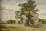 County house in a landscapeOil on boardSigned and dated 87 (lower left)29 x 43cm (11¼ x 16¾ in.) by James B. Dalziel, oil, offered Dec 2021