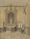 Church interiorOil on canvasSigned (lower left)44.5 x 34.5cm (17½ x 13½ in.)Exhibited:Bristol, 1918 (Probably the Royal Bristol Academy) by Eric Hesketh Hubbard, oil, offered Dec 2021