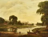 The Thames at Windsor, with the castle beyond Oil on canvasSigned and dated 1847 (lower left)52 x 68.5cm (20¼ x 26¾ in.) by Edward John Cobbett, 1847, Oil on canvasSigned and dated, sold Dec 2021