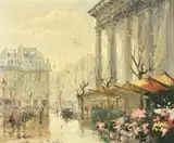 Marche aux fleurs de la Madeleine by Constantine Kluge, oil, sold Dec 2021