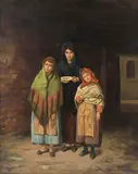 Money for the poor Oil on canvas Signed (lower right) 78 x 63cm (30½ x 24¾ in.) Condition Report: Light surface dirt and patches of craquelure throughout by Livio Molino, Oil on canvas, offered Dec 2021