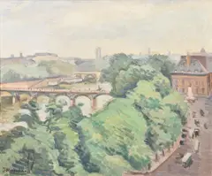 View of the Seine by Jean Marchand, oil, offered Dec 2021