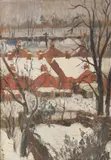 Spring Snow Oil on board Signed, titled, and inscribed (verso) 58 x 40.5cm (22¾ x 15¾ in.) by Jean Nuttall, Oil on board, offered Dec 2021