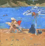 Sunbathers at the beach Oil on board Signed (lower right) 20.5 x 20.5cm (8 x 8 in.) Condition Report: In good original condition by Mary Jackson, Oil on board, sold Dec 2021