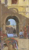 Entrance to the Soukh Oil on board Signed (lower right) 25.5 x 15.5cm (10 x 6 in.) Condition Report: In good original condition by Mary Jackson, Oil on board, offered Dec 2021
