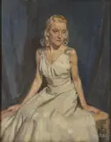 Model in White by Alfred Egerton Cooper, Oil on canvas-board, sold Dec 2021