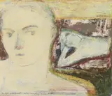 Self Portrait with Sleeping Man by Naomi Frears, Acrylic on board, offered Dec 2021