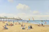 Brighton beach Oil on canvas Signed (lower right) 51 x 76cm (20 x 29¾ in.) Condition Report: Coming slightly loose from frame by Roland Davies, Oil on canvas, sold Dec 2021