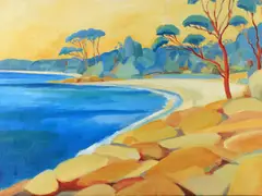 Murray Beach by Sue Campion, Oil on canvas, offered Dec 2021