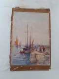 Harbour scene Watercolour and ink on paper laid to board Signed (lower left) 25.5 x 18cm (10 x 7 in.) Unframed Condition Report: Slight undulation to sheet by William Webb, Watercolour and ink on paper laid to board, offered Dec 2021