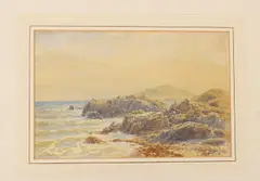 West Love Beach & Love Island Watercolour Signed (lower right) 26.5 x 38cm (10¼ x 14¾ in.) Unframed Condition Report: Unframed by John Mogford, Watercolour, offered Dec 2021