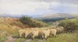 Herding a flock of sheep by George Shalders, 1868, Watercolour and gouache heightened with white, sold Dec 2021