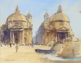 Piazza del Popolo, Rome Watercolour heightened with white Signed and dated 91 (lower left) 16.5 x 21.5cm (6¼ x 8¼ in.) by Roy Hammond, Watercolour heightened with white, offered Dec 2021