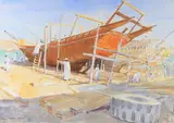 Dhow Yard by Lucy Willis, 1992, Watercolour, sold Dec 2021