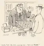 Middle test- late June, evening rise- that is a KILLER! by Norman Thelwell, Pen and ink, sold Dec 2021