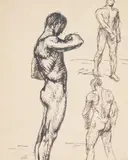 Head and figure studies Pen and ink, a pair Both signed ST by Théophile Steinlen, ink, offered Dec 2021