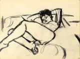 Reclining nude by Martin Bloch, Charcoal, offered Dec 2021