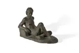 A bronzed plaster figure of 'lounging male youth' by Karin Jonzen, sculpture, sold Dec 2021