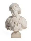 SPRINGTIMELATE 19TH/EARLY 20TH CENTURYProbably Carrara marble by Hippolyte Moreau, sculpture, sold Dec 2021