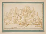 A large group of punchinelli by Giovanni Battista Tiepolo, Pen, ink and wash, offered Nov 2021