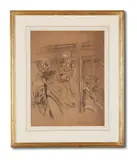 Spectators at the old bedford music hall by Walter Richard Sickert, watercolor, sold Nov 2021