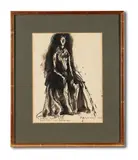 Portrait of dame edith sitwell, seated by Pavel Tchelitchew, 1933, Pen, brush and ink, sold Nov 2021