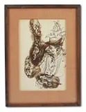 Head studies by Pavel Tchelitchew, ink and wash, sold Nov 2021