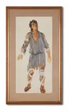 Standing figure in roman costume by Pavel Tchelitchew, watercolor, sold Nov 2021