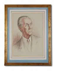 Portrait of sacheverell sitwell by Mary Bishop, 1968, drawing, sold Nov 2021