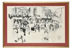 Market Hall by William Papas, Pen, offered Oct 2021