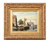 A Dutch canal scene by Johannes Frederik Hulk, Oil on panel, sold Oct 2021