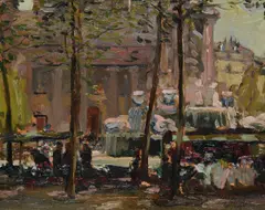 The Flower Market, St by Alexander Jamieson, 1906, Oil on board, sold Oct 2021