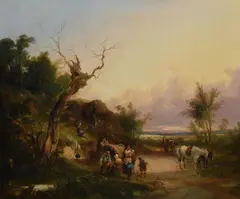 A Gypsy Camp Oil by William Shayer Snr., Oil on canvas, sold Oct 2021