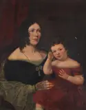 Mrs James (née Armitage) and her son Herbert by J C Ronland, 1846, Oil on canvas, offered Oct 2021