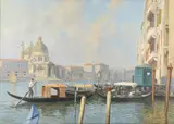 Venice- Santa Maria della Salute seen from across the canal by E. Bianchini, Oil on canvas, offered Oct 2021