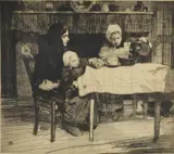Dinner time by William Lee Hankey, Etching, offered Oct 2021