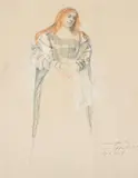 Lady in costume by Emilie Mediz-Pelikan, pastel, offered Oct 2021