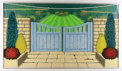Open Gate by Ivor Abrahams, Screenprint and flocking collage, offered Oct 2021