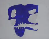 Blue skull formMixed media and collage Signed and dated 62 (lower right)49 x 62cm (19¼ x 24¼ in.) by Trevor Bell, oil, offered Oct 2021
