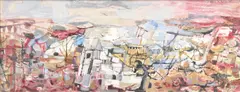 Village outskirts by Clifford Fishwick, oil, sold Oct 2021