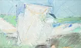 Salmon nets by Peter Coker, 1987, oil, offered Oct 2021