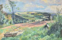Summer landscapeOil on canvas Signed and dated 1959 (lower right)51 x 77cm (20 x 30¼ in.)Provenance:Property from a Private English Collector by Gilbert Spencer, 1959, oil, offered Oct 2021